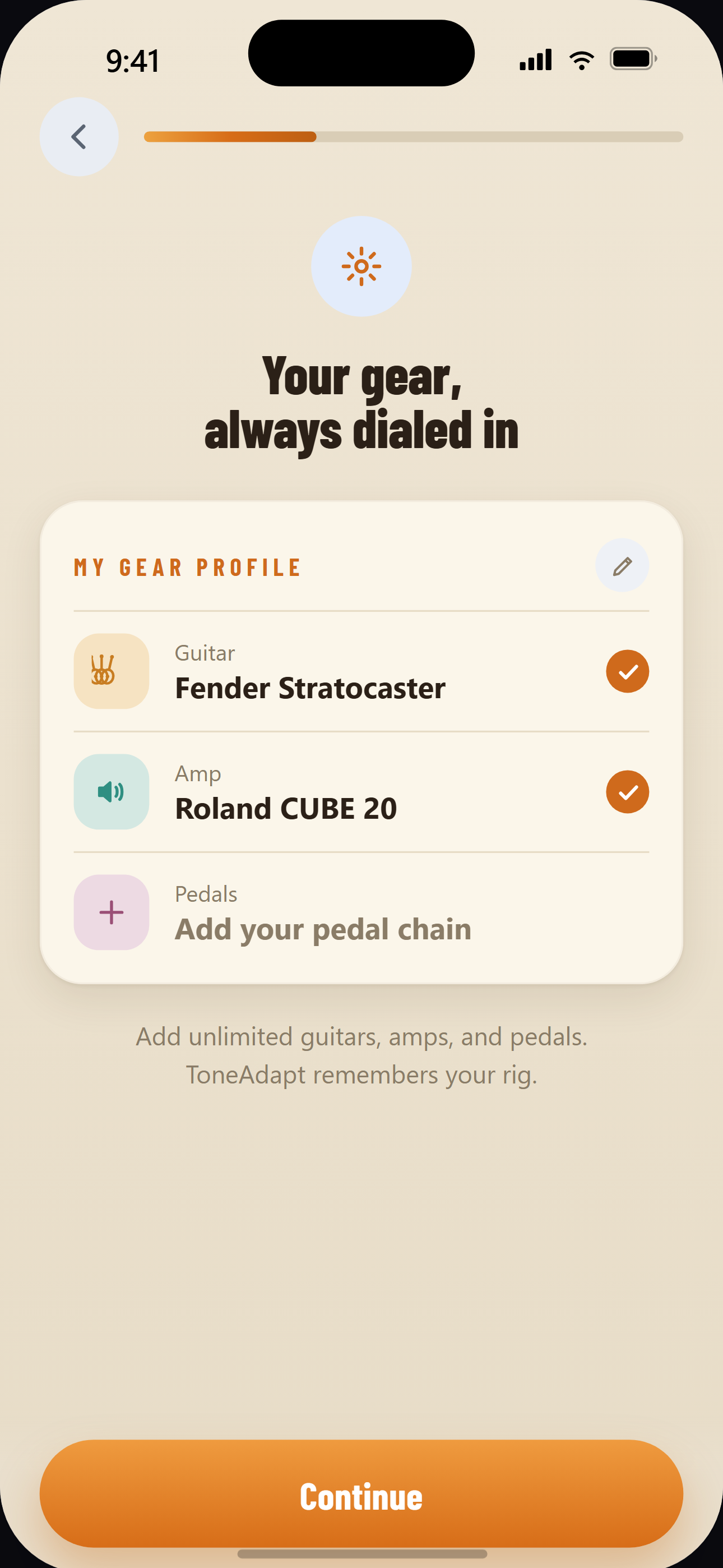 Build your gear profile